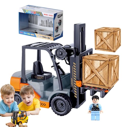 Jeanny Kindervorkheftruck, speelgoedvorkheftruck Duurzame vorkheftruck Frenzy Vorkheftruckspeelgoed met handmatige hefbediening, technische voertuigvorkwagen, bouwvoertuigmodel, cadeau voor