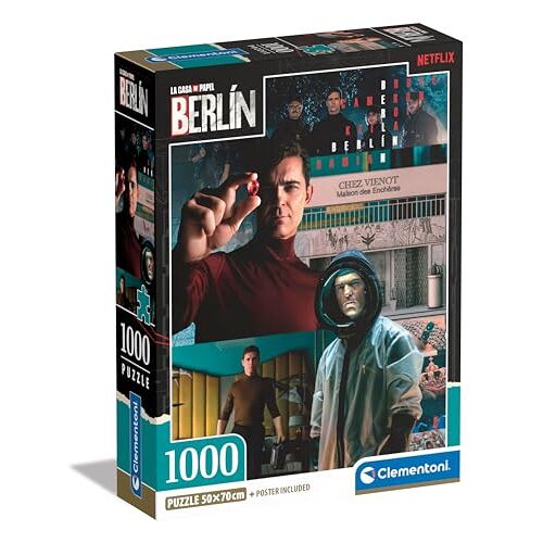 Clementoni Berlijn Puzzel, 1000 stukjes, Netflix Puzzel, het papierhuis/money heist, verticaal, plezier voor volwassenen, Made in Italy, meerkleurig, 39850