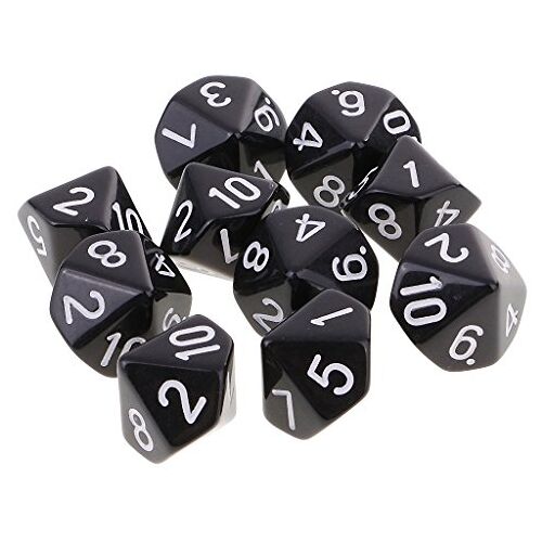 JQSSNR 10 stuks 10 dice dice D10 polyedraal dice voor kerkers en draken tafelspellen party zwart // 1600