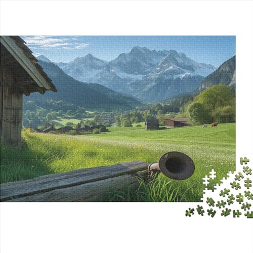 Loommgger Alpine Landscape 1000 stuks recyclebare hoge-resolutie printmaterialen mooie alpine landschap puzzels voor volwassenen puzzel 300 stukjes 1000-delige puzzel educatief spel cadeau 300 stuks (40 x 28 cm