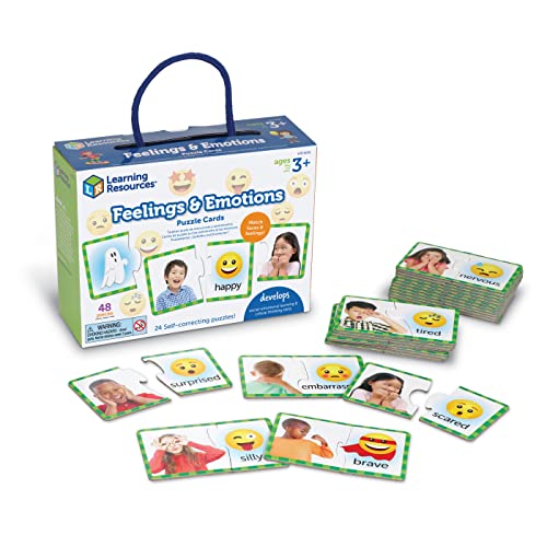 Learning Resources Gevoelens en emoties Puzzelkaarten, 48 delen, sociale vaardigheden, leren praten en uitdrukken, sociaal emotionele vaardigheden, leeftijd 3+