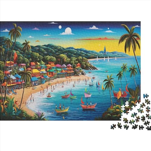 AOOLBFEWP Vakantiebaai landschappen 500 stukjes puzzel volwassenen houten puzzel puzzelspellen uitdagingsspelletjes anti-stress spelletjes woondecoratie spelletjes voor het gezin 500 stuks (52 x 38 cm)