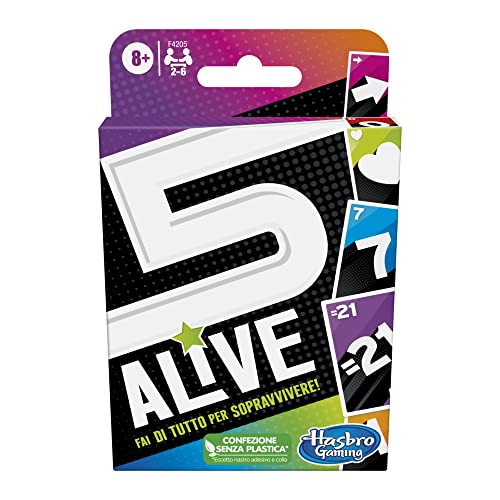 Hasbro 5 Alive,  ritme-kaartspel voor kinderen en gezinnen, spellen voor het hele gezin, snelle kaartspellen voor 2 tot 6 spelers