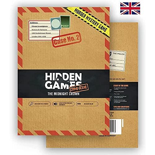 Hidden Games Crime Scene Case No. 2 THE MIDNIGHT CROWN Brits VK Realistisch misdaadspel, spannend detectivespel, Murder Mystery spel