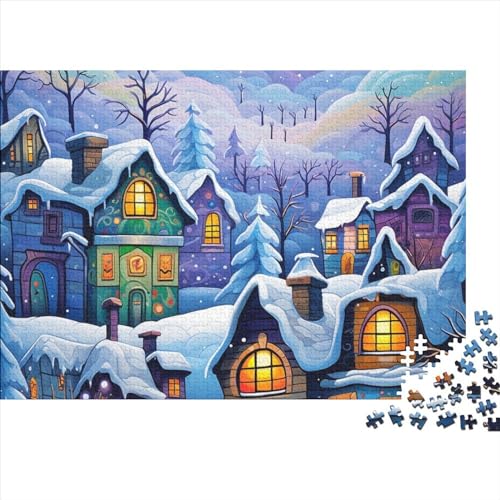 SAYOBO Kerst Sneeuw Legpuzzels 1000 stukjes puzzel educatieve spelletjes Kerstmis sneeuw hersenen teaser vorm mind games mentale oefening geschikt voor 12-jarigen en volwassenen 1000 stuks (75 x 50 cm)