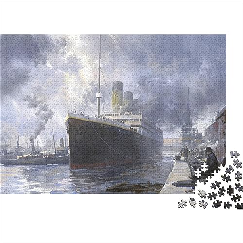 VHOMES Titanic Puzzel 300-delige puzzel voor volwassenen en tieners, houten puzzel, speelgoedspel, ontdek creativiteit en probleemoplossing (40 x 28 cm)