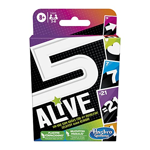 Hasbro 5 Alive-kaartspellen, high-tempo spellen voor kinderen en gezinnen, familiespellen, snelle kaartspellen voor 2 tot 6 spelers (Duits/Fins)