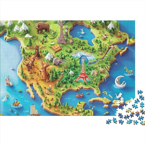 WWJLRLXTO Atlas Skill-puzzel van 300 stuks, 300 stuks, 40 x 28 cm, impossible puzzel, Atlas vaardigheidsspel voor volwassenen en kinderen van 14 jaar