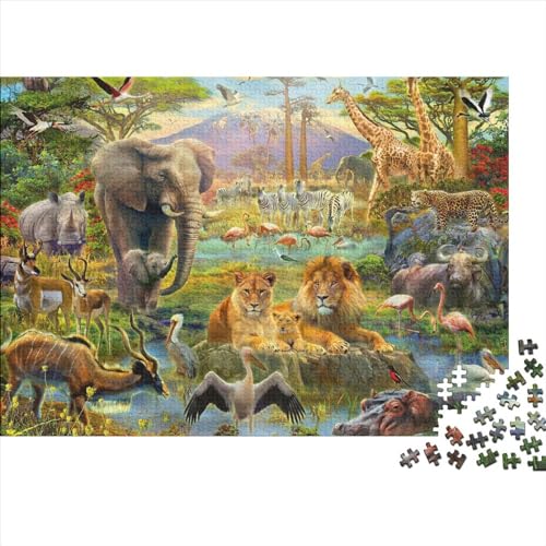 JNBCRTYEU Animal World 300 puzzelspellen, doe-het-zelf puzzel, 300 spelletjes, Animal World van duurzame puzzel, 300 stuks, 40 x 28 cm