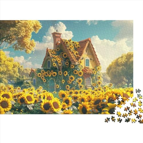Yuerxhaa Sunflower Hut 1000 stukjes puzzel ter verbetering van het leervermogen van het kind, puzzelspelletjes, hersentraining, 1000 stuks (75 x 50 cm)