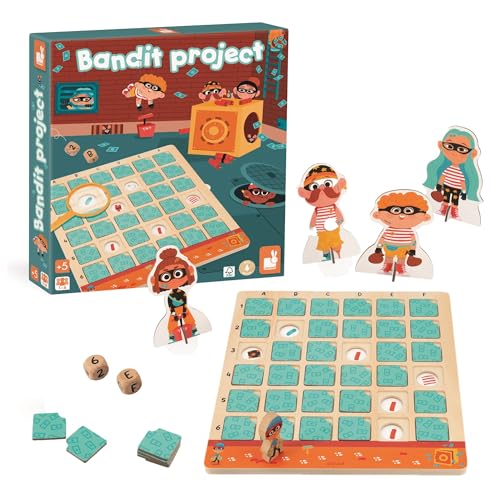 Janod Spel van de bandit – spel om te denken, logica voor kinderen – bord met dubbele ingang – spel van hout en FSC-karton – vanaf 5 jaar, J05087