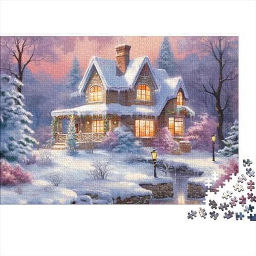 SAYOBO Kerst Sneeuw Legpuzzels 500 stukjes Educatieve Spelletjes Kerst Sneeuw Hersenen Teaser Vorm Mind Games Geestelijke Oefening Analytisch 500 stuks (52x38cm)