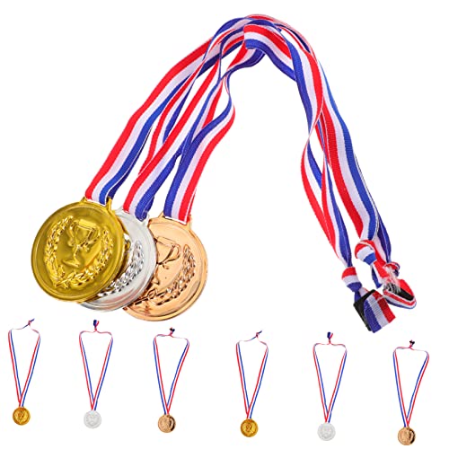 KICHOUSE 9 Stuks Medaillespeelgoed voor kinderen medailles voor sportwedstrijden tafelblad decor spellen spelletjes kinderspeelgoed lintje wedstrijd bevoorrading medailles als beloning set