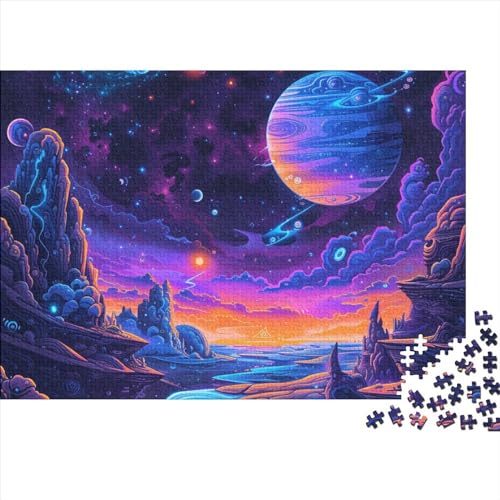 WWJLRLXTO Art Puzzel 500 + puzzel voor volwassenen, maan puzzel, voor volwassenen, stressverminderende kinderen, educatief voor volwassenen en kinderen vanaf 14 jaar, 500 stuks, 52 x 38 cm