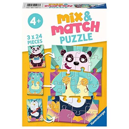 Ravensburger Mix & Match puzzel Rockende dieren 3 x 24 stukjes kinderpuzzel