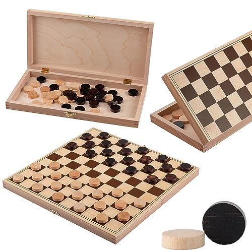 Master of Chess DAMMEN 100 Velden 32cm / 13in Houten 100 Velden Damspel/Handgemaakt Klassiek Spel