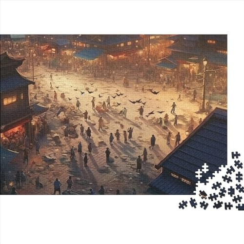 OakiTa A Bustling City Puzzel voor volwassenen, City View puzzel, voor volwassenen, stressverminderende kinderen, educatief voor volwassenen en kinderen vanaf 14 jaar, 300 stuks (40 x 28 cm)