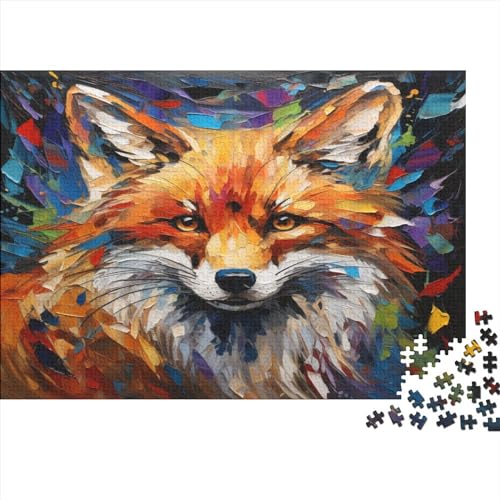 OPSREY Animal Puzzel 1000 stukjes voor volwassenen, puzzel voor volwassenen, Fox in A, kleurrijke puzzel, vloerpuzzelset en familiespel, 300 stuks, 40 x 28 cm