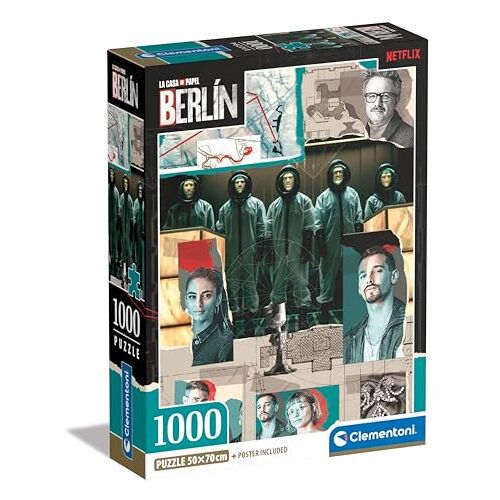 Clementoni Berlijn Puzzel-berlin-1000 stukjes, Netflix Puzzel, het papierhuis/Money Heist, verticaal, plezier voor volwassenen, Made in Italy, meerkleurig, 39848