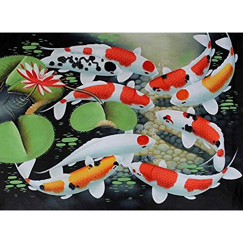 ALKOY Legpuzzels 1000 Stuks Houten Puzzel Diy Koi Vis In Lotus Vijver Diy Houten Legpuzzels Uniek Cadeau Hom 38 * 26Cm