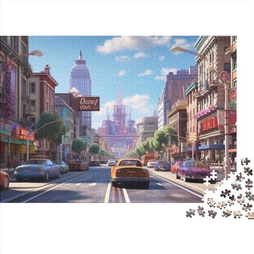 OPSREY Zonnige puzzel, 1000 stukjes voor volwassenen, puzzels voor volwassenen, achtergrond van de stad, vloerpuzzel en familiespel, 1000 stuks (75 x 50 cm)