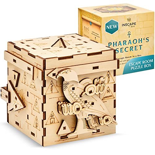 INSCAPE Pharao's Secret Puzzelbox van hout, voor volwassenen en kinderen, puzzelspellen voor volwassenen, 3D-houten puzzel, cluebox, denkspelletjes