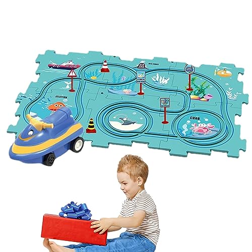 Vllold Autobaan speelset puzzel Grappig spoorwagenbaanspeelgoed duurzaam   Treinspeelgoed voor kinderen, jongens en meisjes vanaf 3 jaar, treinbaanset, autobaanspeelgoed