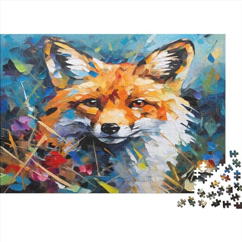 OPSREY Animal Puzzel 1000 stukjes voor volwassenen, puzzel voor volwassenen, Fox in A, kleurrijke puzzel, vloerpuzzelset en familiespel, 300 stuks, 40 x 28 cm