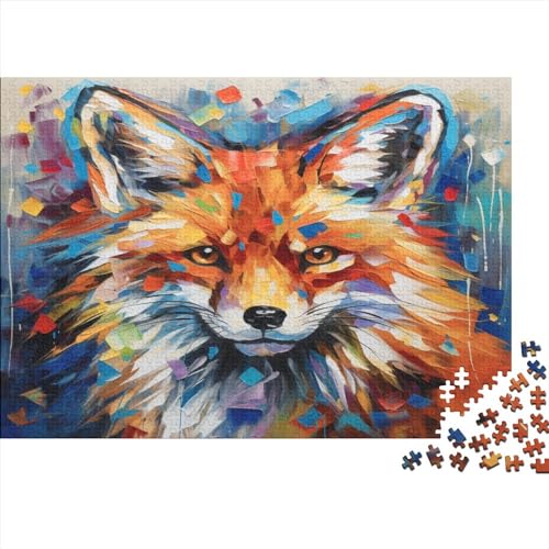 OPSREY Animal Puzzel 1000 stukjes voor volwassenen, puzzel voor volwassenen, Fox in A, kleurrijke puzzel, vloerpuzzelset en familiespel, 300 stuks, 40 x 28 cm