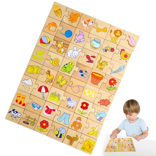 Aibyks Matchende puzzel met dierenpatroon, Matchende puzzel met dierenprint   Houten cognitieve puzzels voor kinderen,Grappig kleuterspeelgoed, creatief leerspeelgoed voor in de klas,