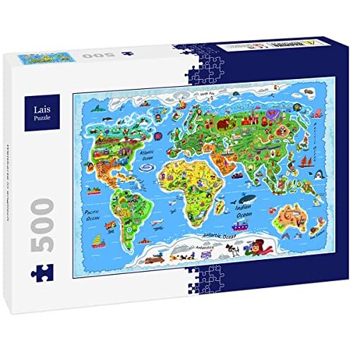 Lais Puzzle Lais Puzzel Wereldkaart in het engels 500 stuks