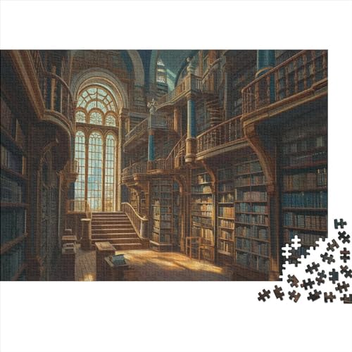 lihuogongsio Bibliotheek 300 Jigsaw Puzzelspel, ontspanning en intelligentie, mysterieuze bibliotheek, eenvoudig te componeren, ontspanning en intelligentie, meerkleurig, 300 stuks (40 x 28 cm)