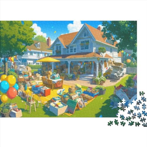 Yuerxhaa Bad Backyard Puzzel voor volwassenen, educatief spel, uitdaging, speelgoed, 500 stukjes, puzzel voor volwassenen, 52 x 38 cm
