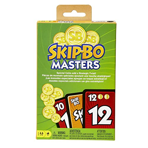 Mattel ​Skip-Bo Masters, kaartspel voor het hele gezin, voor onderweg of een spelletjesavond, 2 tot 6 spelers, HJR21