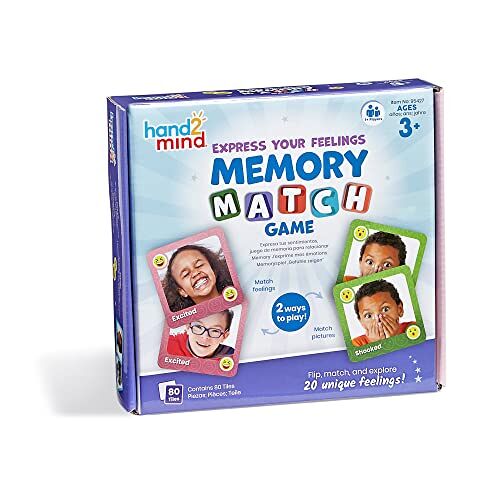 Learning Resources Uit je gevoelens geheugenspel, emotiekaartjes voor kinderen, 80 kaartjes, leeftijd 3+, geheugenspel, sociaal-emotionele leeractiviteiten, therapiespelletjes voor kinderen