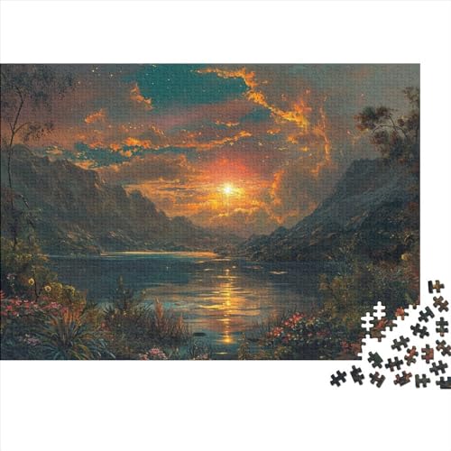 PMVCFRXA Zonsopgang en zonsondergang puzzel 300 stukjes puzzel voor volwassenen zonsopgang en zonsondergang houten puzzel veeleisende games 300 stuks (40 x 28 cm)