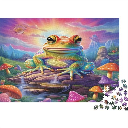 DAKINCHERRY Toad Puzzel-cadeau, 300 stukjes, familie-puzzelspel, kikker on A Rock familieplezier, impossible puzzel, 300 stuks, 40 x 28 cm