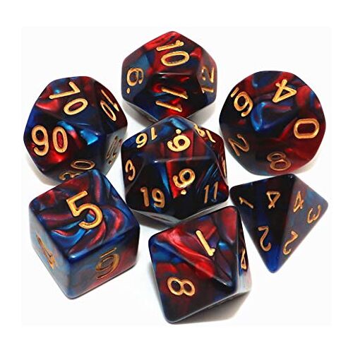 CREEBUY DND dobbelstenen rood blauw polyhedraal dobbelstenen set voor kerkers en draken MTG RPG D&D D20 D12 D10 D8 D6 D4