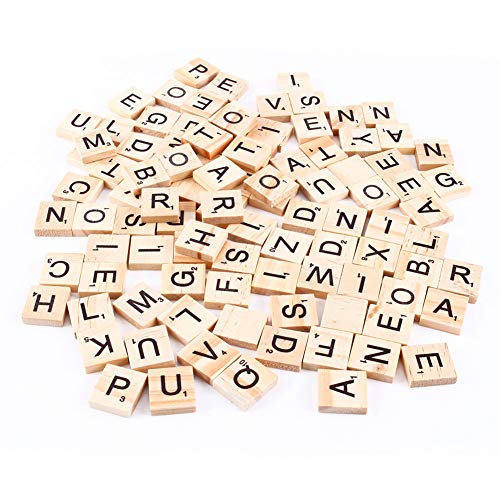 Estink Houten tegels, letters en cijfers voor puzzel met Engelse letters, tegels, 100 stuks