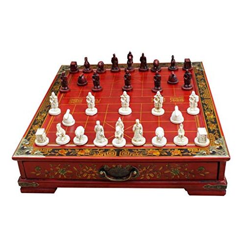 MekUk Chinees schaken Antieke driedimensionale Chinese schaakhars schaakstukken lade type Checkerboard decoratieve ornamenten