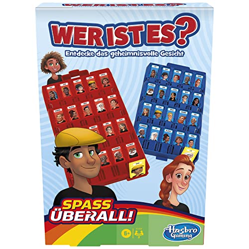 Hasbro Wie is het? Compact, draagbaar raadspel voor kinderen vanaf 6 jaar, voor 2 spelers, kinderspel voor onderweg