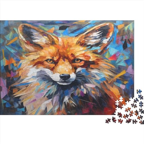 OPSREY Animal Puzzel 1000 stukjes voor volwassenen, puzzel voor volwassenen, Fox in A, kleurrijke puzzel, vloerpuzzelset en familiespel, 300 stuks, 40 x 28 cm