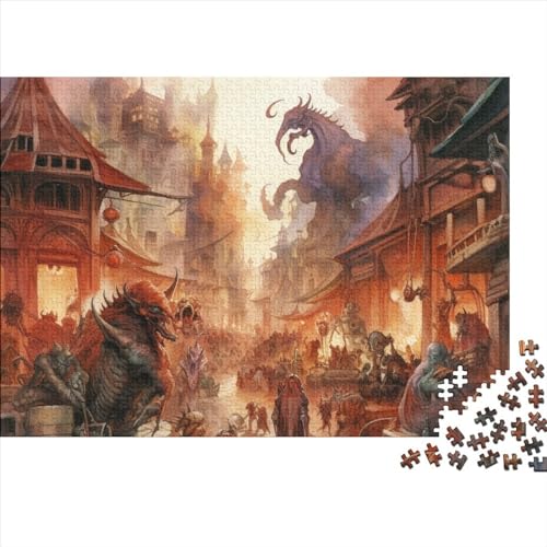 OakiTa A Bustling City Puzzel voor volwassenen, City View puzzel, voor volwassenen, stressverminderende kinderen, educatief voor volwassenen en kinderen vanaf 14 jaar, 500 stuks (52 x 38 cm)