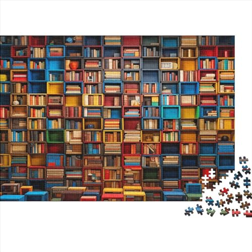 DAKINCHERRY Bookshelves Puzzel met 300 delen, speelgoed, cadeau, vaardigheidsspel, bibliotheek, familieplezier, 100% gerecyclede dozen, 300 stuks (40 x 28 cm)