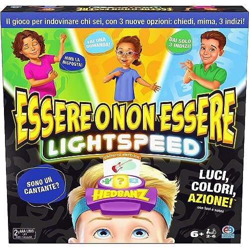 Spin Master Games Hedbanz Lightspeed spel met licht en geluid, spelletjes voor het hele gezin, familieavonden, spelletjes voor kinderen, kaartspellen voor gezinnen en kinderen vanaf 6 jaar