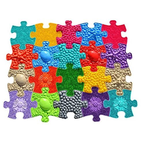 muffik Orthopedische sensorische textuurmatten, mini-puzzelset, 20 stuks, voor tactiele perceptie