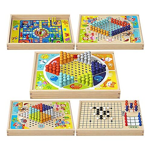 Tytlyworth bordspellen Reisvriendelijke gezinsbordspelset /9 in 1   Verpakte reisspellen Klassieke bordspellen voor kinderen