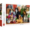 Trefl Puzzels Katten Ontmoeting 1000 Elementen, Katten, Katten thuis, Ontmoeting, Kattenspellen, Doe-het-zelf puzzel, Creatief Vermaak, Cadeau, Plezier, Klassieke Puzzels