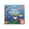 Talking Tables Dominospel voor kinderen met visthema   28-delige set voor kinderen met oceaanfeitenbestand (FISH-DOMINOES)