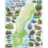 Larsen K6 Fysieke kaart Zweden, Zweedse editie, Frame puzzel met 71 stukjes